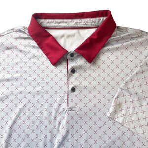 Maelreg Performance Golf Polo Gray Red Club Print Geometric - Men's Size 2XL